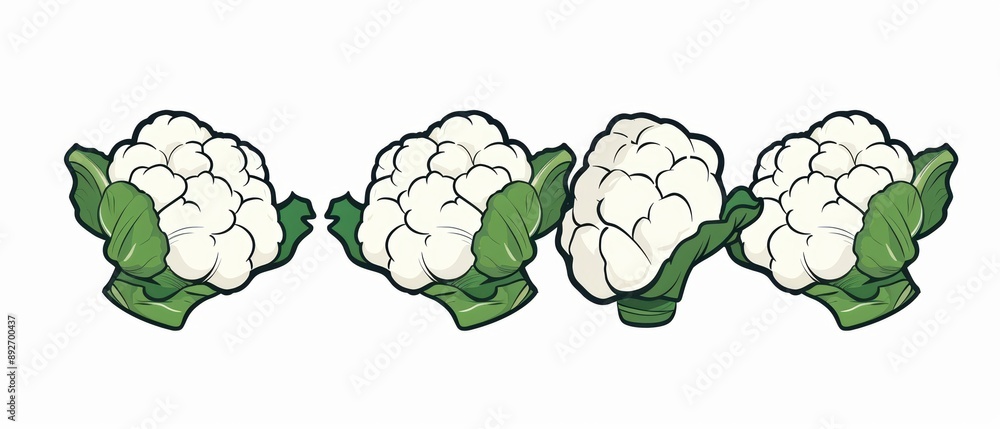 simple illustration of cauliflower There is only one in the center of the picture, which is a symbol of art. Dynamic on a clean white background. simple illustration of cauliflower There is only one in the center of the picture, which is a symbol of art. Dynamic on a clean white background.