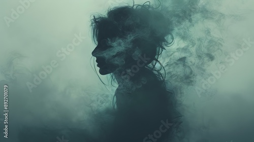 Silhouette of a woman in smoke.