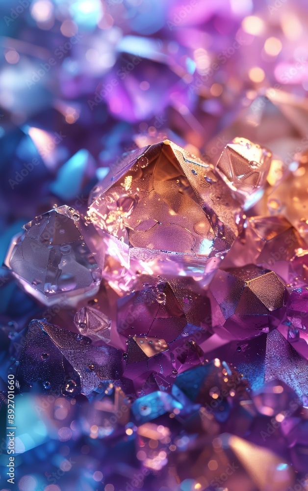 luxury 3d background, crystals, close up, focus on, rich colors, Double exposure silhouette with crystals luxury 3d background, crystals, close up, focus on, rich colors, Double exposure silhouette with crystals