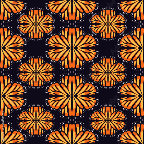 Canvas Print Seamless fabric pattern, butterfly wings, modern bohemian textile decoration motif