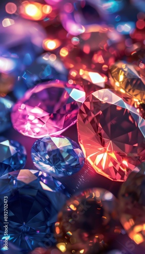 Close up of colorful sparkling gems, perfect for backgrounds and textures