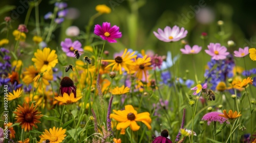 Wildflowers in full bloom, basking in the summer sun