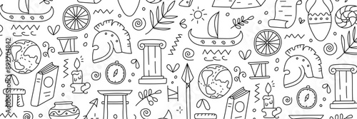 History is a science. Set of doodle elements.