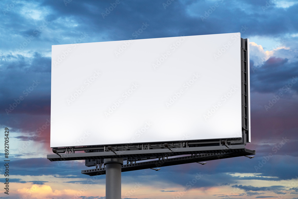 Outdoor billboard mockup on blue sky background. 3d illustration Outdoor billboard mockup on blue sky background. 3d illustration