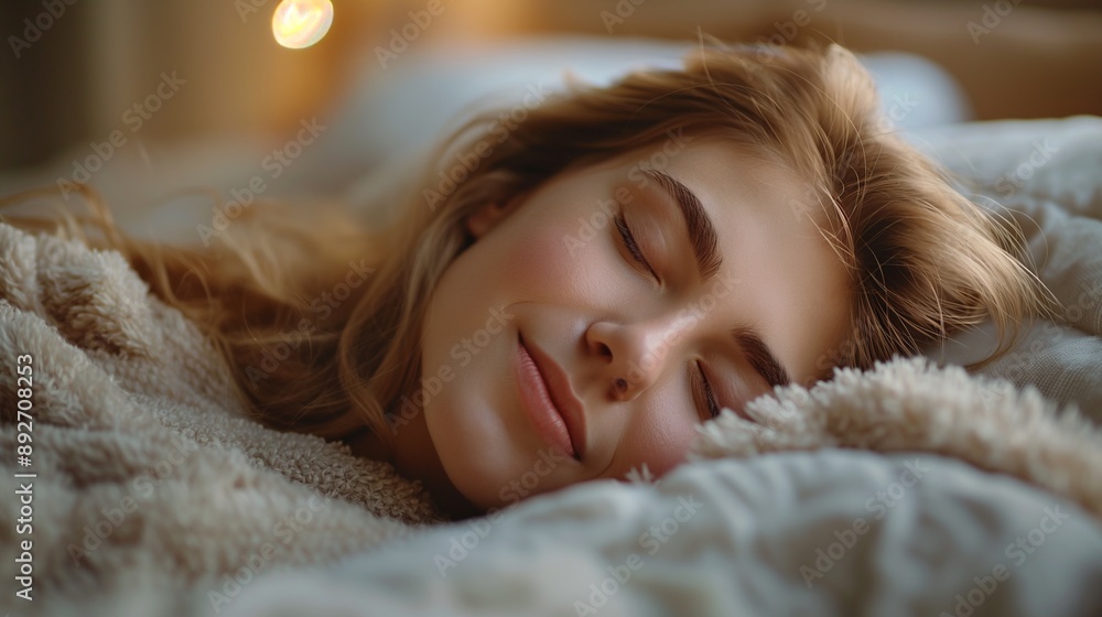 beautiful woman sleeping and dreaming in bed at home beautiful woman sleeping and dreaming in bed at home
