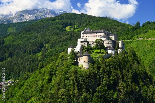 Wallpaper Mural A landscape with nature and a beautiful old castle. Hohenwerfen medieval castle towering over the Austrian town of Werfen. Torontodigital.ca