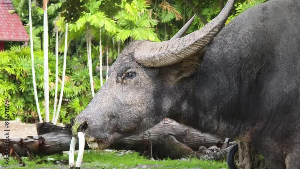 Beautiful buffalo live together at the rural farm Beautiful buffalo live together at the rural farm