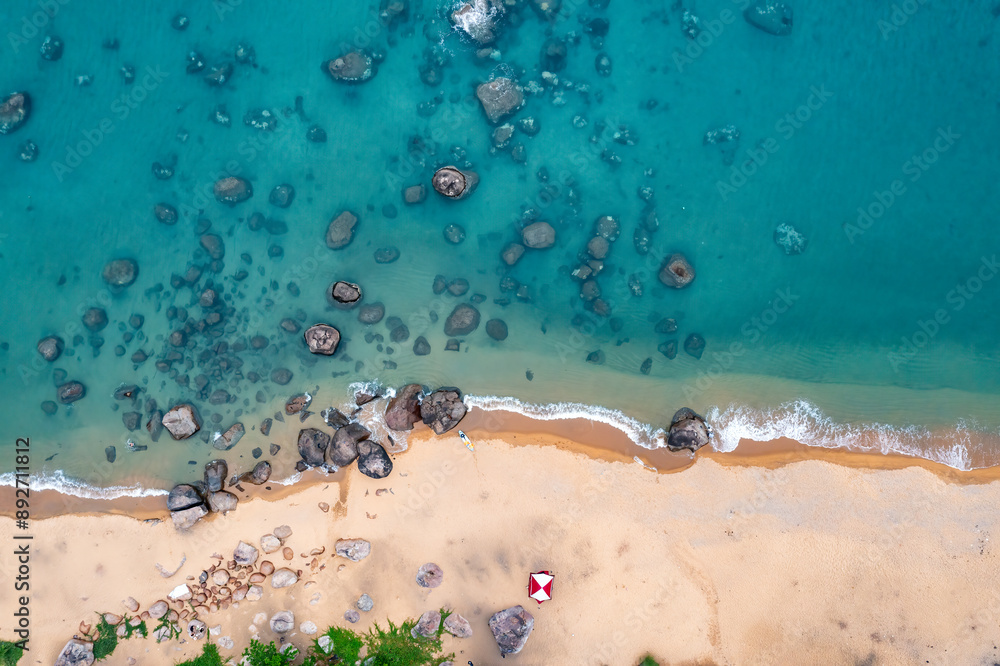 Beautiful My Khe beach from drone in Da Nang, Vietnam Beautiful My Khe beach from drone in Da Nang, Vietnam