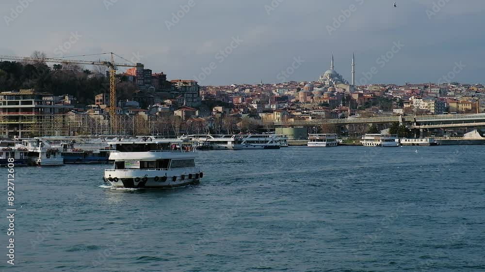 Picturesque ferry ride along the Bosphorus in Istanbul with cityscape background Picturesque ferry ride along the Bosphorus in Istanbul with cityscape background