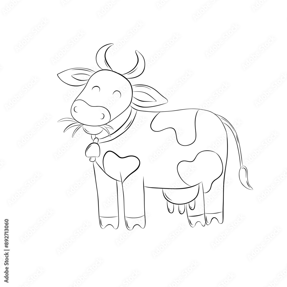 Sketch cute cow. Farm animals. Simple children's vector illustration in doodle style Sketch cute cow. Farm animals. Simple children's vector illustration in doodle style