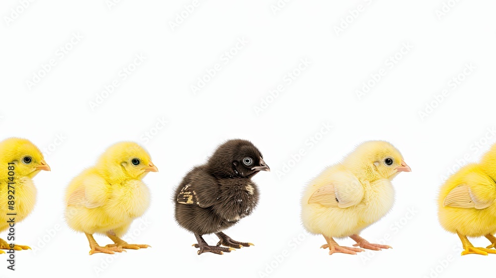 yellow chicks stand in a row on snowy ground, with the middle chick wearing a black top hat SEAMLESS PATTERN yellow chicks stand in a row on snowy ground, with the middle chick wearing a black top hat SEAMLESS PATTERN