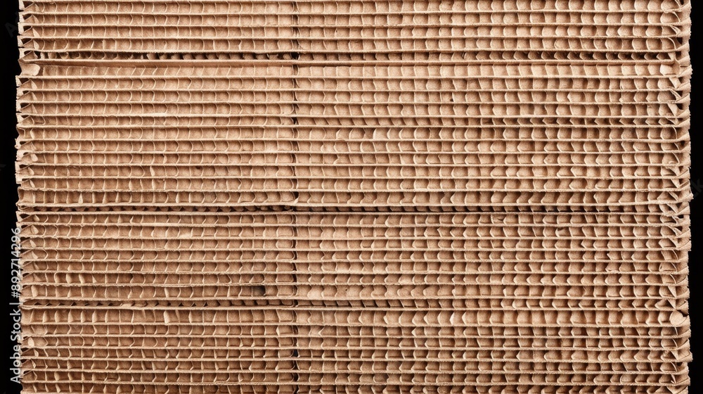 A close-up shot of a stack of brown corrugated cardboard sheets. The sheets are stacked on top of each other, revealing the intricate pattern of the cardboard A close-up shot of a stack of brown corrugated cardboard sheets. The sheets are stacked on top of each other, revealing the intricate pattern of the cardboard
