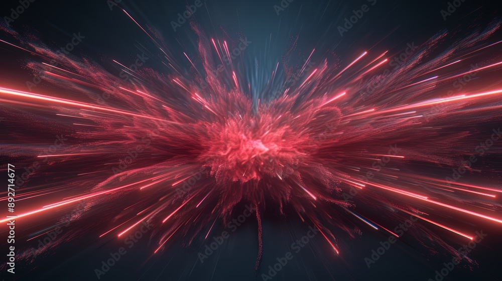 Dynamic red energy explosion against a dark background, showcasing abstract electric beams and creative futuristic design. Dynamic red energy explosion against a dark background, showcasing abstract electric beams and creative futuristic design.