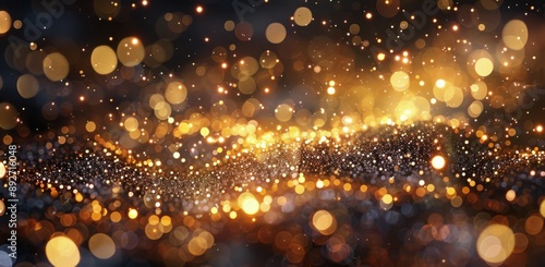 Golden Bokeh Lights On Dark Background