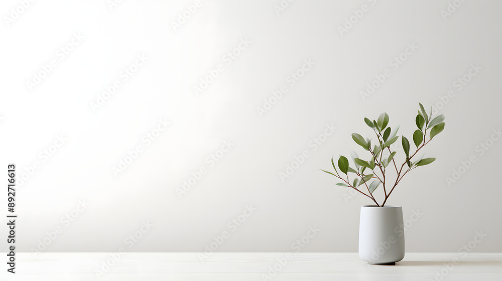 Simple White Room with Plant