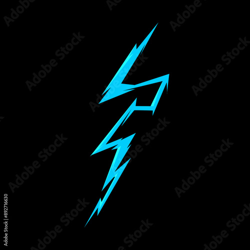 blue lightning bolt icon flat vector illustration clipart