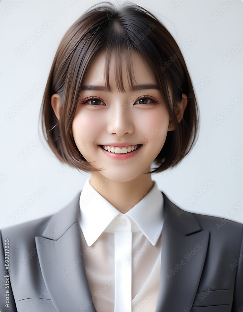 A smiling young beautiful woman in a business suit. Image of a new member of society. ビジネススーツを着た笑顔の若い美人な女性。新社会人のイメージ。 A smiling young beautiful woman in a business suit. Image of a new member of society. ビジネススーツを着た笑顔の若い美人な女性。新社会人のイメージ。
