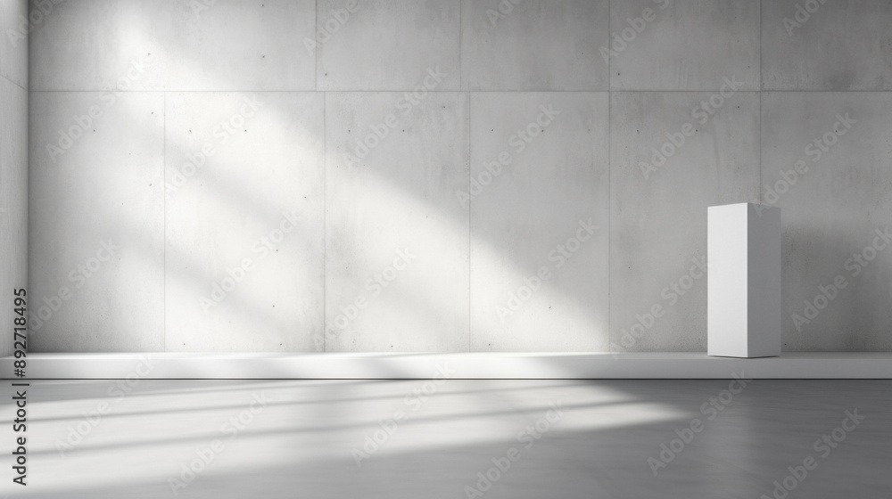 Fototapeta premium Concrete wall with soft light and modern bench