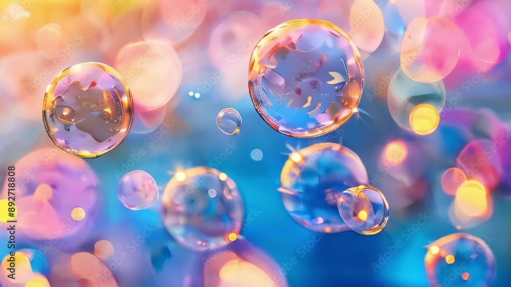 Realistic transparent soap bubbles with rainbow reflection Realistic transparent soap bubbles with rainbow reflection