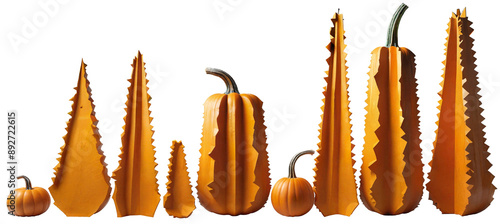 Abstract pumpkins of different shapes.