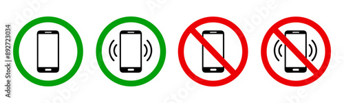 No phone calls sign, phone ban set icons