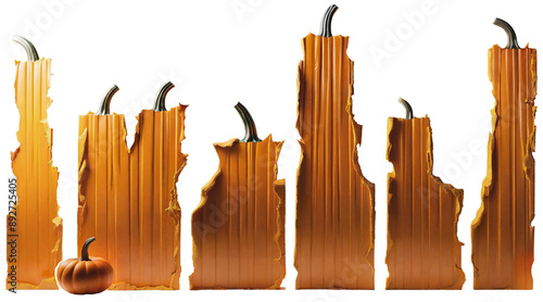 Ribbed vertical pumpkin slabs.