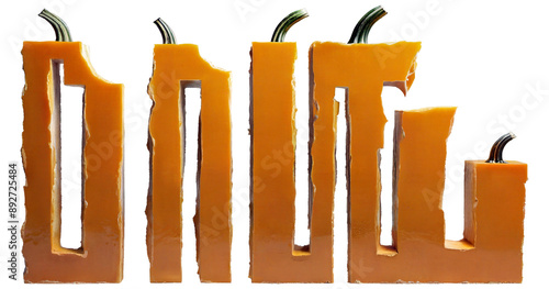 Abstract square shapes of pumpkin slabs.