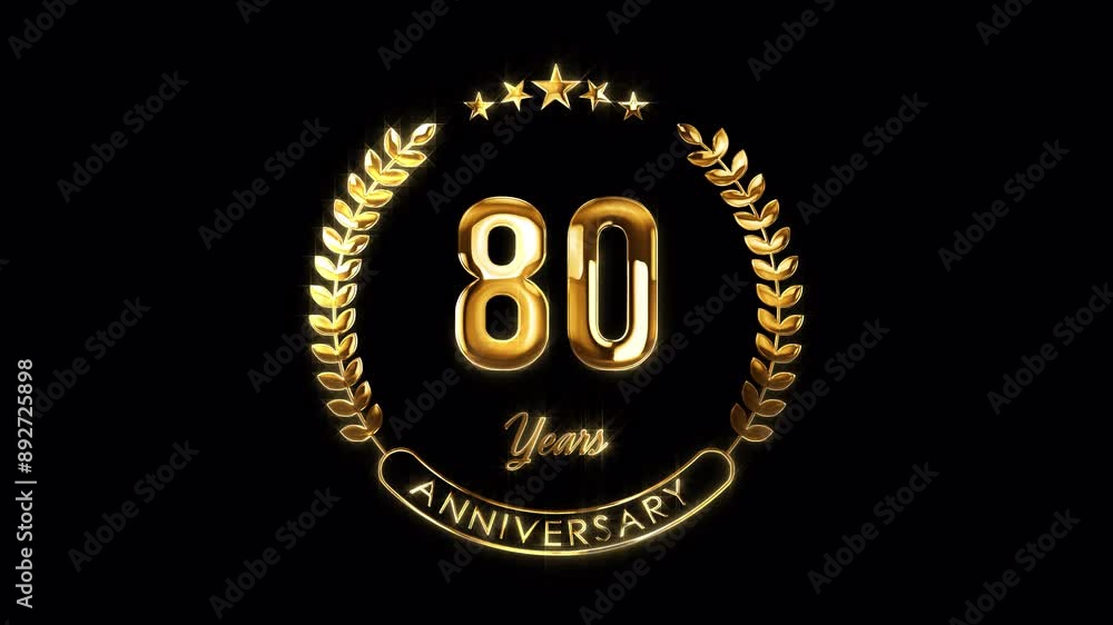 80th Anniversary Celebration. Golden 80 Years Anniversary Animation in Gold Color on the Transparent Background, Alpha Channel. Great for greetings, celebrations, events, and gifts. 80th Anniversary Celebration. Golden 80 Years Anniversary Animation in Gold Color on the Transparent Background, Alpha Channel. Great for greetings, celebrations, events, and gifts.