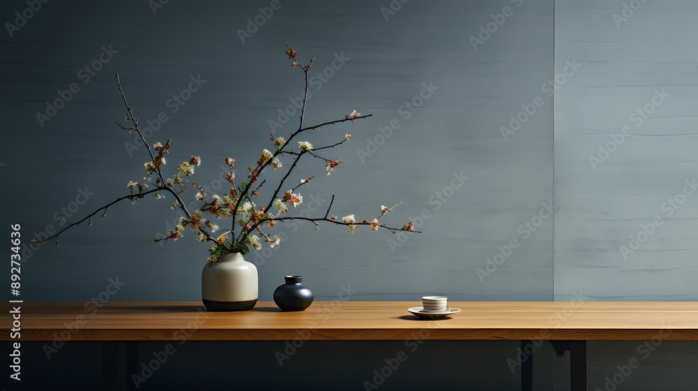 Artistic Vase with Branches on Table