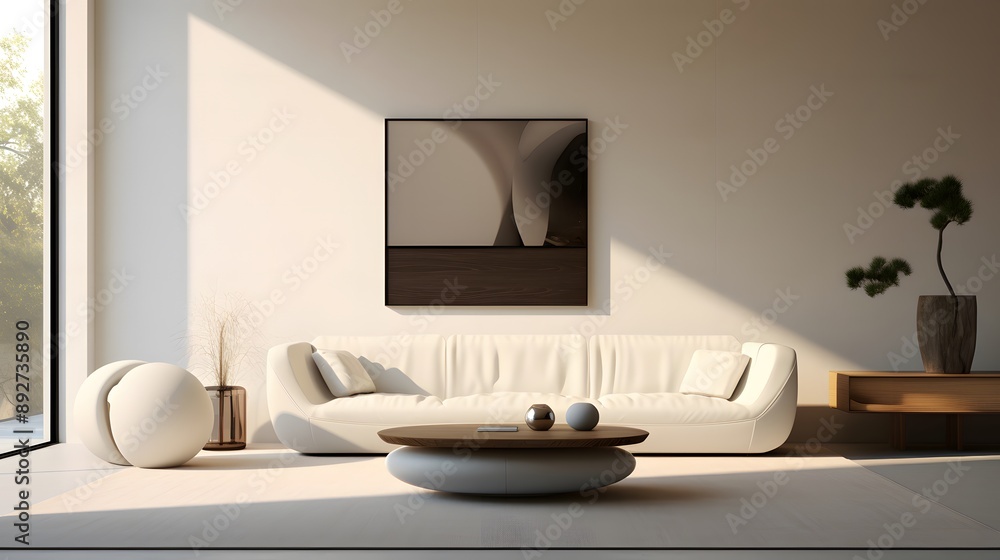Fototapeta premium Cozy Modern Living Room with Sunlight