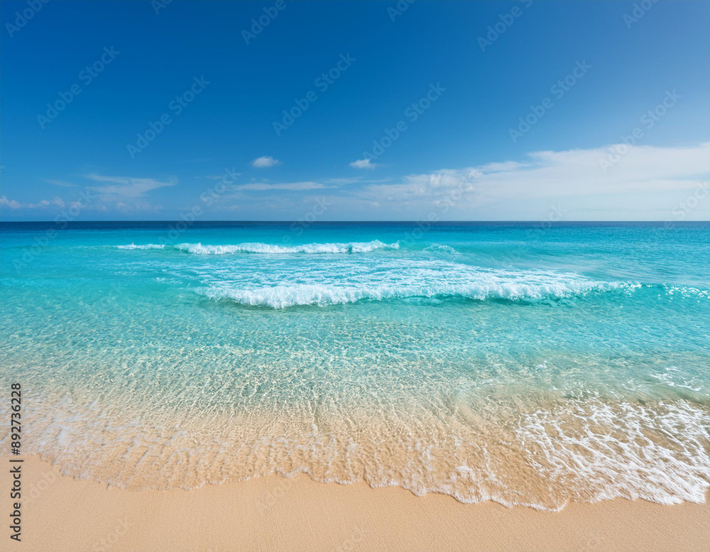 Fototapeta premium Soft Waves on a Tropical Beach with Clear Water