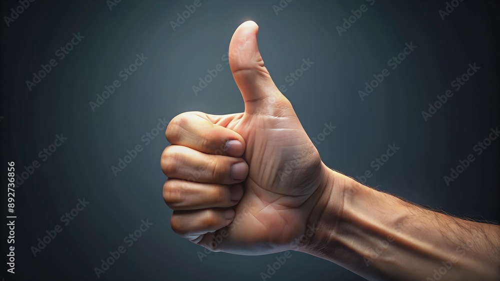 Super thumbs up gesture on dark background
Super thumbs up gesture on dark background