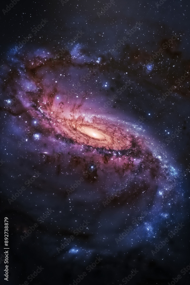 Fototapeta premium Stunning Spiral Galaxy in Deep Space with Vibrant Colors and Bright Stars