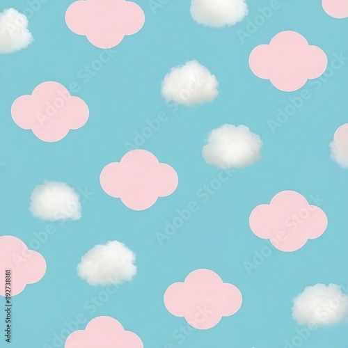 파스텔톤 솜사탕 구름 일러스트 패턴 Pastel tone cotton candy illust pattern