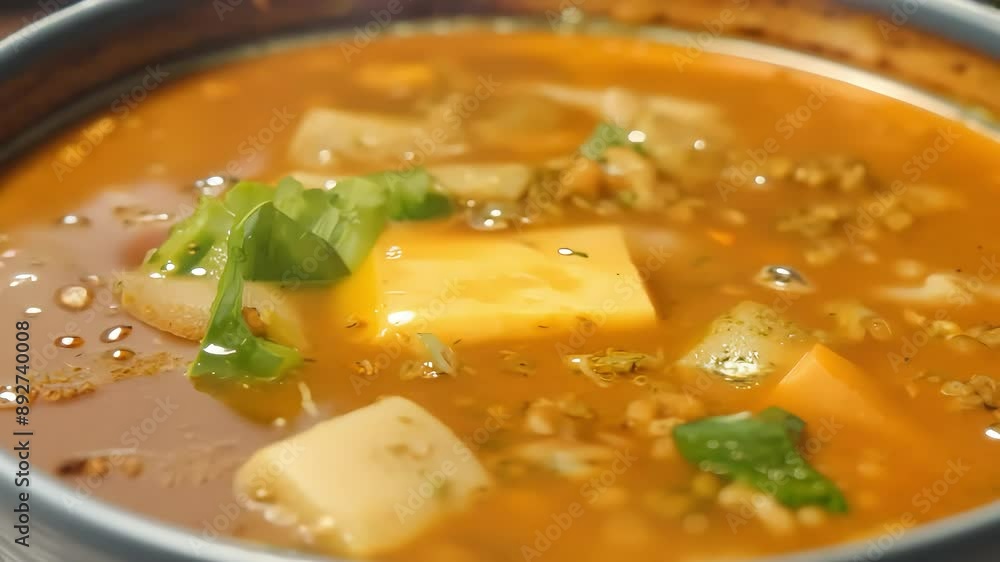 Close-up of Spicy Korean Tofu Soup with Ai generated.
Close-up of Spicy Korean Tofu Soup with Ai generated.