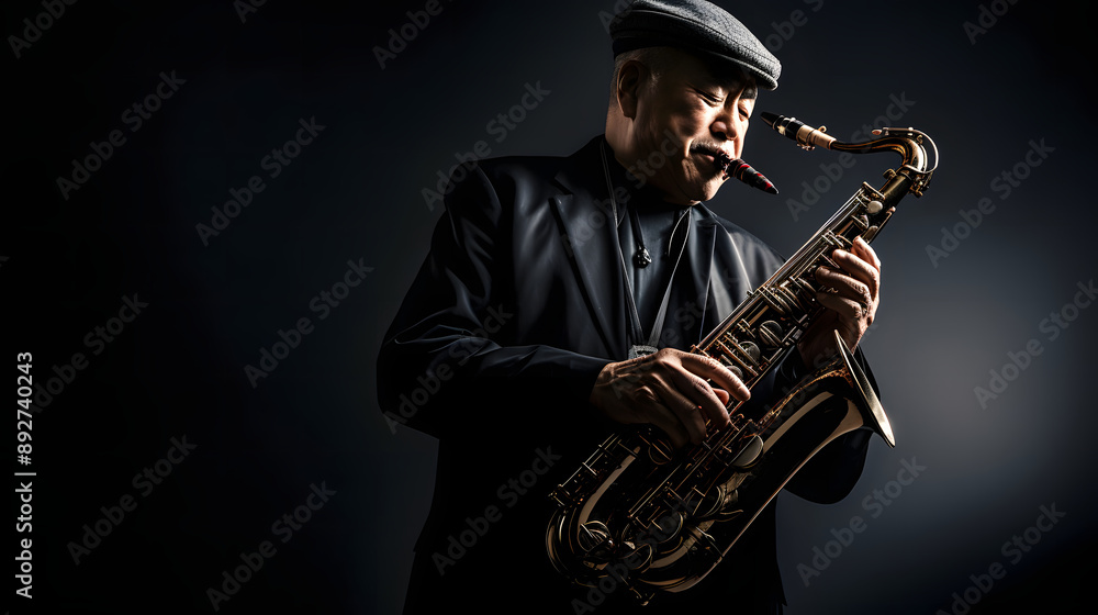 Naklejka premium Jazz musician playing the saxophone