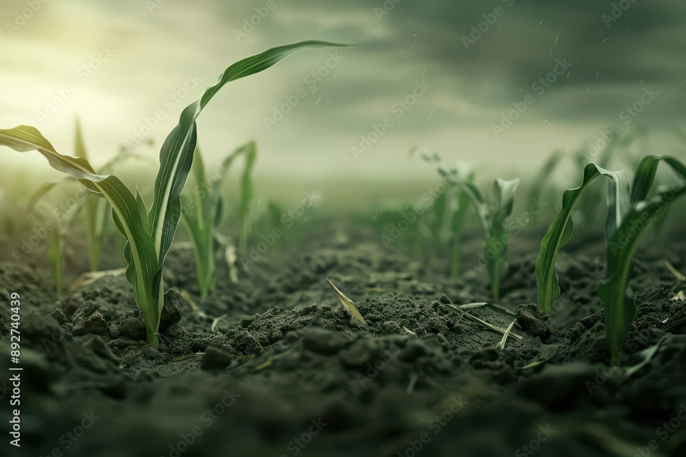 Fototapeta premium A maize ad showcasing an ultramodern, supernatural scene, with copy space for detailed information