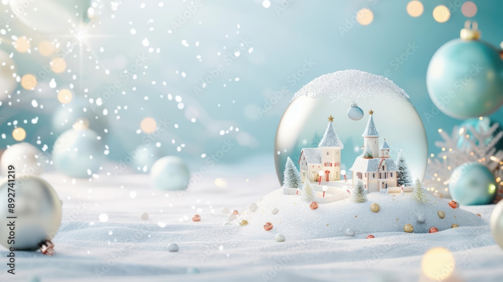 3D snow globe with a miniature Christmas village, swirling snow, and warm lights, intricate details, holiday charm 3D snow globe with a miniature Christmas village, swirling snow, and warm lights, intricate details, holiday charm