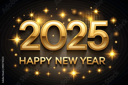 gold figures 2025 on a plain background with fireworks