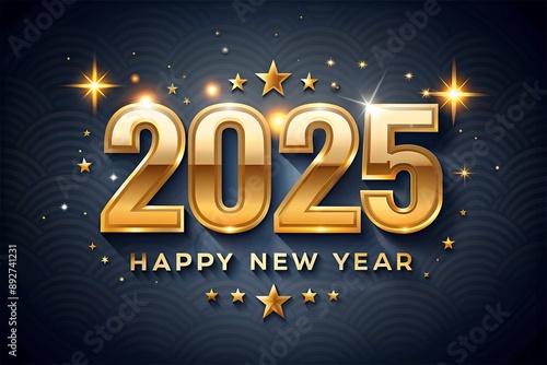 gold figures 2025 on a plain background with fireworks