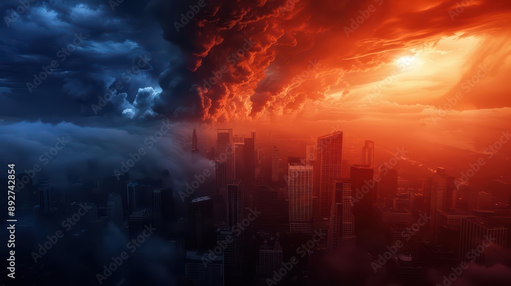 An IPCC Intergovernmental Panel on Climate Change banner set in an ultramodern, supernatural scene, with copy space for your branding