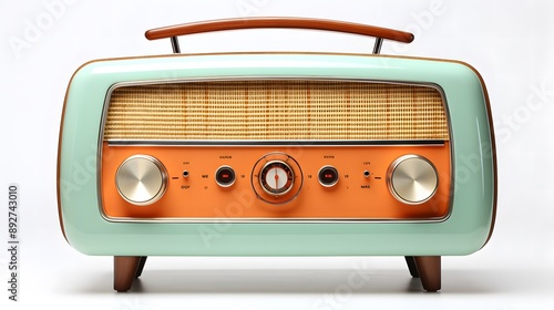 Vintage radio on a white background