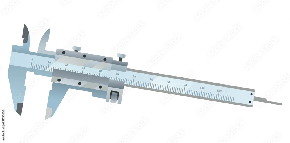 Realistic Vernier Caliper Physics Teaching Experiment Measuring Tool Vector Illustration. Realistic Vernier Caliper Physics Teaching Experiment Measuring Tool Vector Illustration.