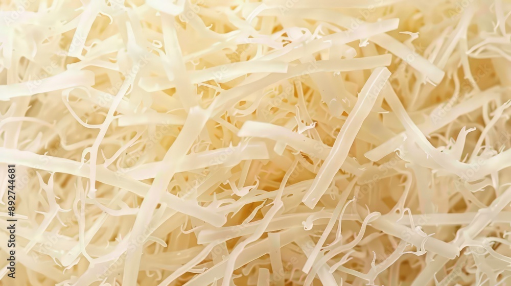 Grated daikon radish texture background. Close-up. AI generated. Grated daikon radish texture background. Close-up. AI generated.