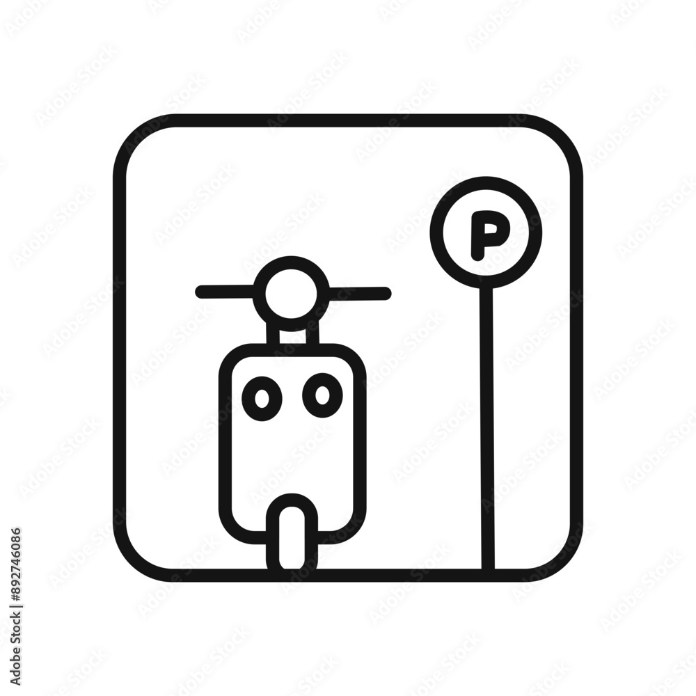 motorbike parking icon linear graphics set vector motorbike parking icon linear graphics set vector