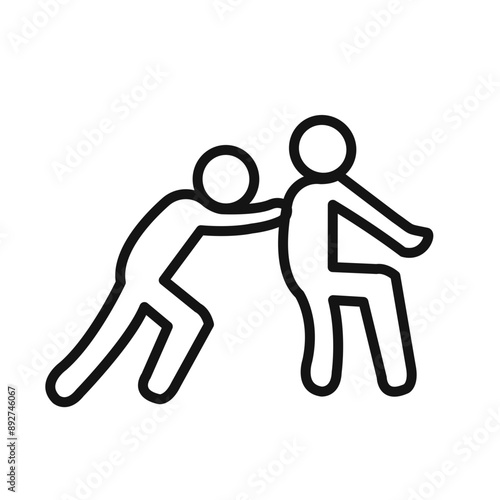 Man pushing another person icon linear graphics set vector