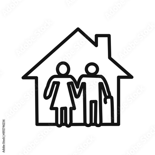 Retirement home icon linear graphics set vector