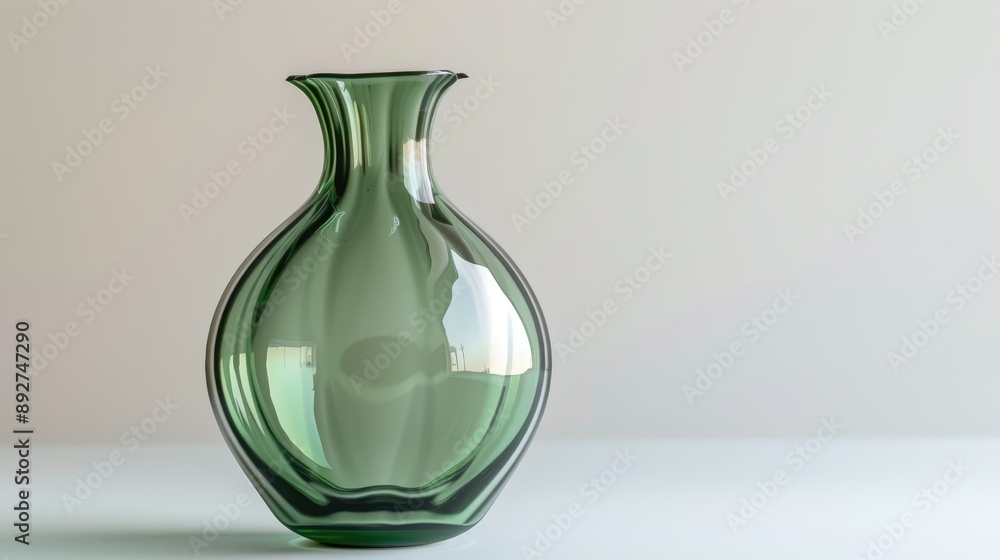 Elegant green glass vase on a white background Elegant green glass vase on a white background