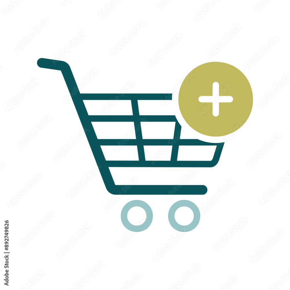 Shopping cart vector icon with plus sign Shopping cart vector icon with plus sign