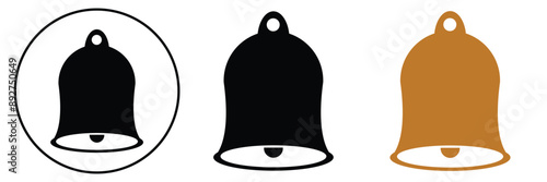 bell notification icon set. Message bell icon. Doorbell icons for apps like, youtube notification, alert ringing or subscriber alarm symbol, channel messaging reminders bells Design eps 10